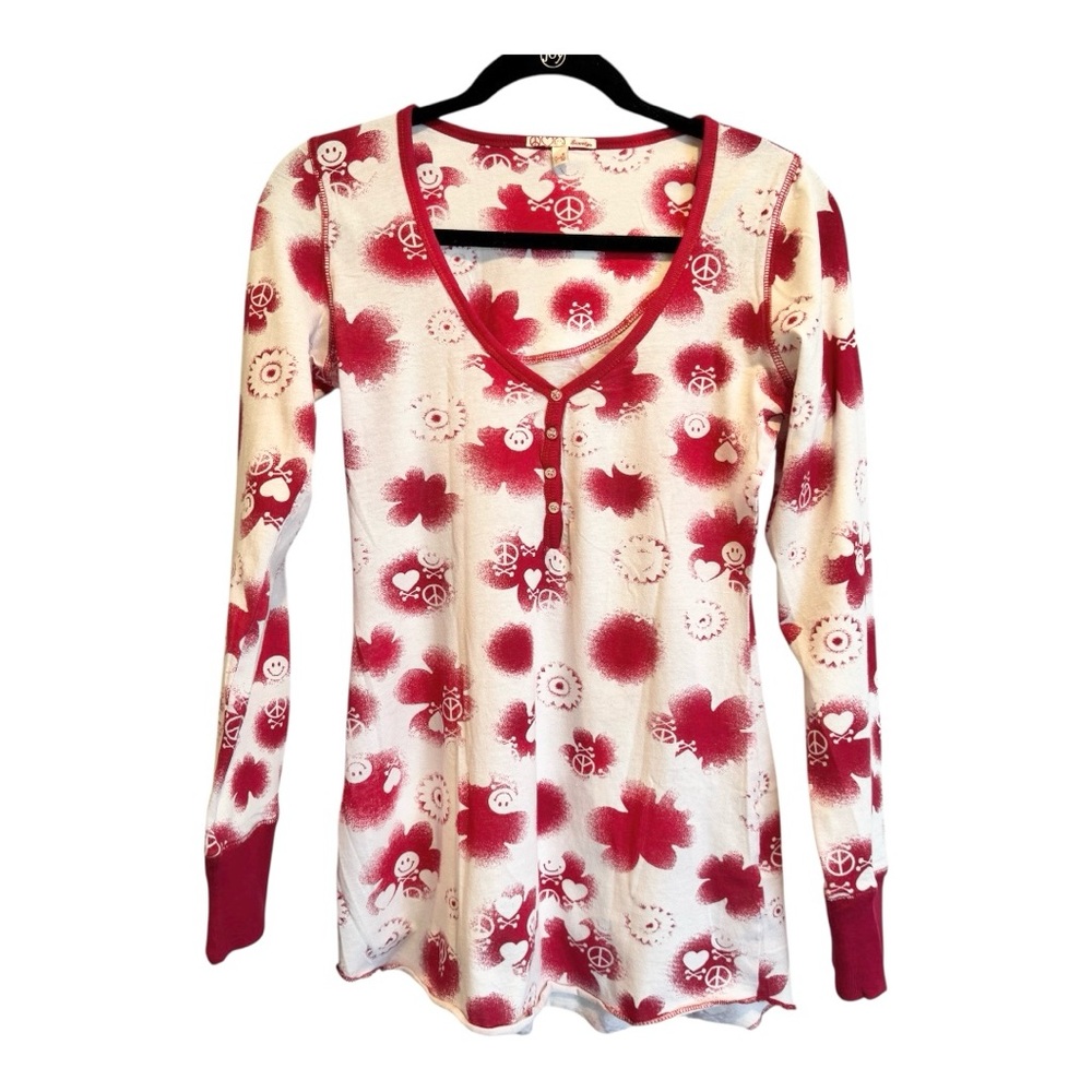 Scanty - Pajama Night Shirt V Neck Long Sleeve Size Small